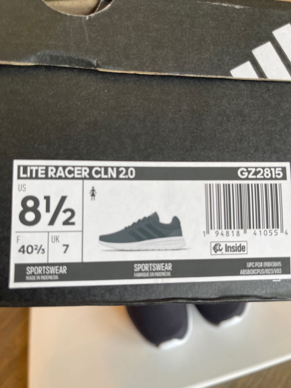 NIB ADIDAS WOMENS LITERACER CLN 2.0 SNEAKER CARBON/IRON METALLIC/CORE BLK SZ 8.5 - Picture 12 of 13